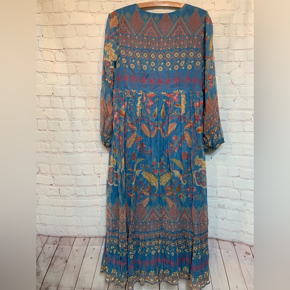 Soft Surroundings Teal Mirapani Embroidered Boho Dress Size P XS - Picture 7 of 7